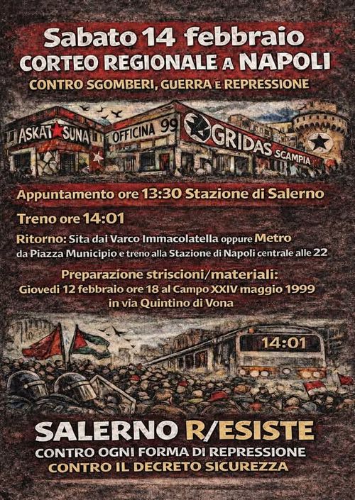 Partenza da Salerno per il corteo a Napoli